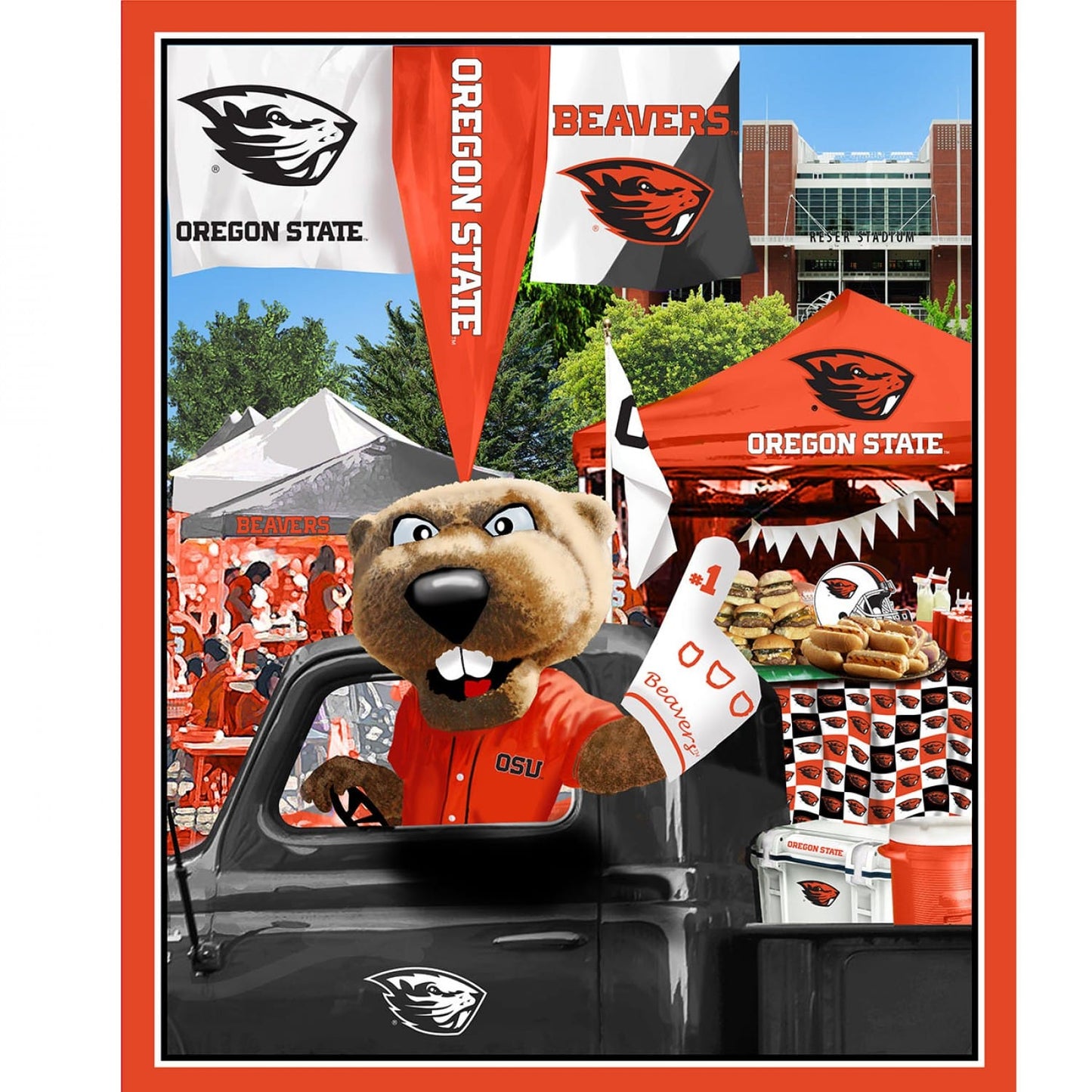 Oregon State Beavers NCAA Tailgate Panel 36" Sykel Cotton Fabric OS-1157
