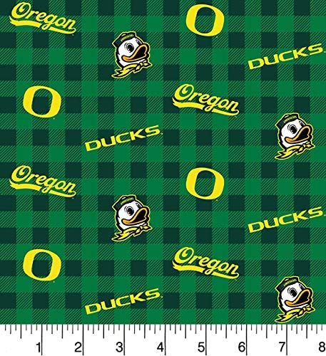 Oregon Ducks NCAA College Buffalo Plaid Sykel Cotton Fabric OR-1207