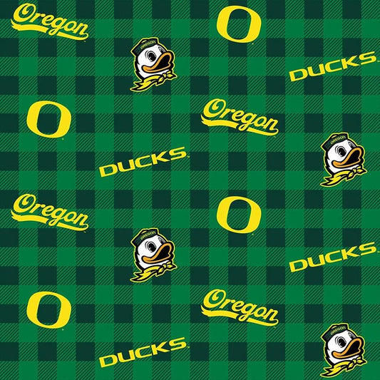 Oregon University Ducks NCAA College Check Sykel FLANNEL Fabric OR-1192
