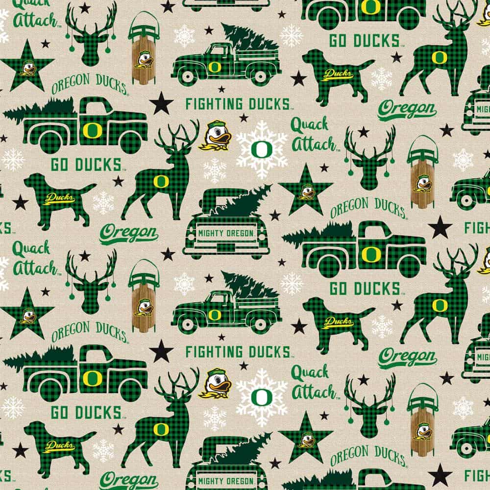 Oregon Ducks NCAA Christmas Holiday Sykel Cotton Fabric OR-1213
