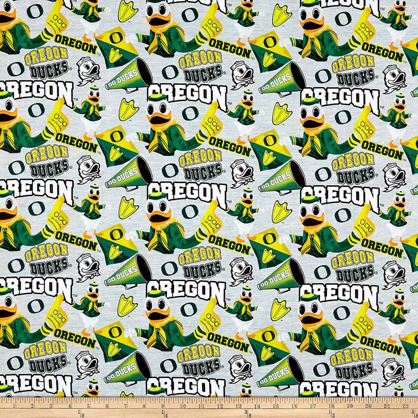 Oregon Ducks NCAA Collegiate Mascot Gray Heather Sykel Cotton Fabric OR-1164