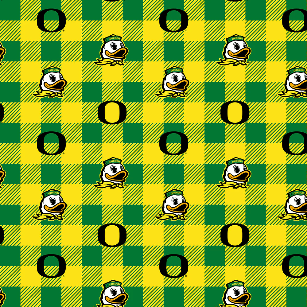Oregon Ducks NCAA College Buffalo Plaid Sykel Enterprises Polyester FLEECE Fabric OR-1190 | US Fabric Shop