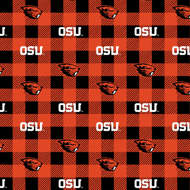 Oregon State Beavers NCAA College Buffalo Plaid Sykel Enterprises Polyester Fleece Fabric OS-1190