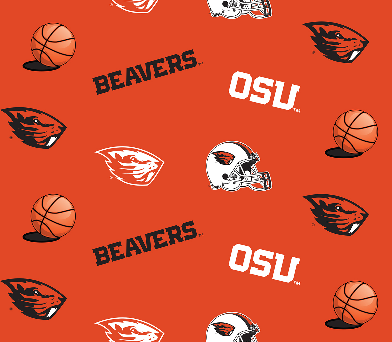 Oregon State Beavers NCAA College Tossed Logo Sykel Enterprises Polyester Minky Fabric OS-1243