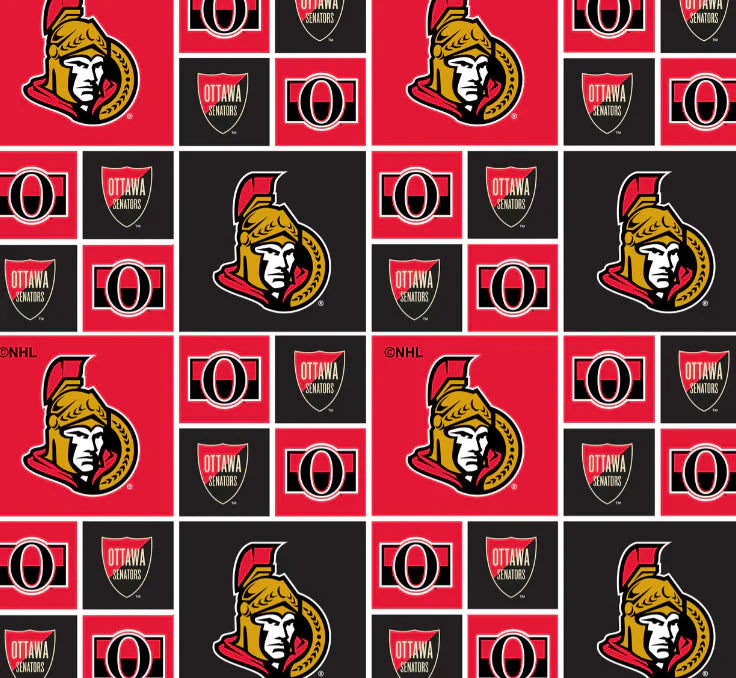 Ottawa Senators NHL Hockey Box Design Cotton Fabric SYK-NHL-020-SEN