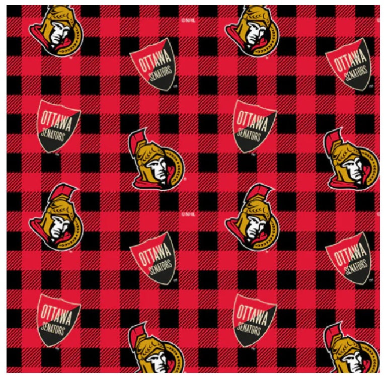 Ottawa Senators NHL Hockey Buffalo Plaid Sykel Enterprises Polyester FLEECE Fabric NHL-1207-SEN