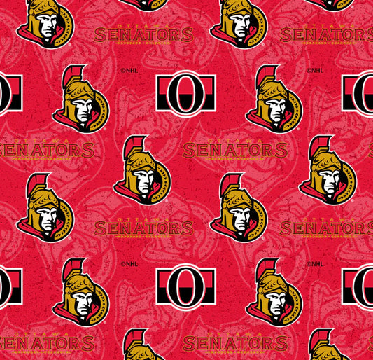 Ottawa Senators NHL Hockey Tone on Tone Design Cotton Fabric SYK-NHL-1199-SEN