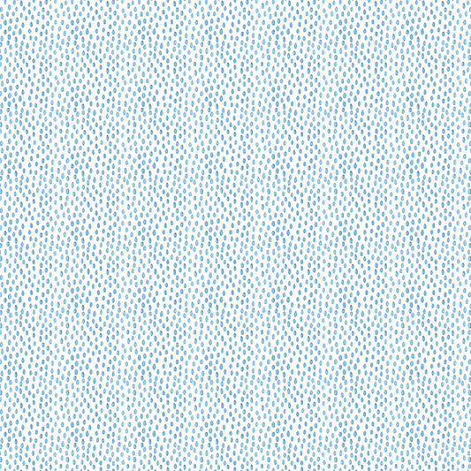 Out To Sea Dots Water Drops Allover White Blue Hafsa Iftikhar Northcott Cotton Fabric