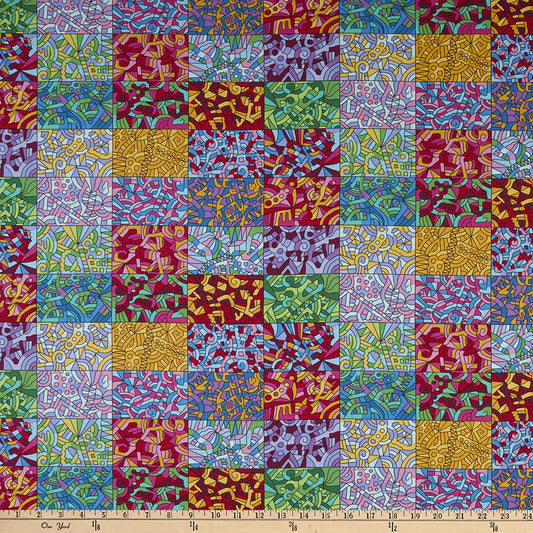 Outside The Lines Blocks Rainbow Seannessy Rain Studio E Cotton Fabric