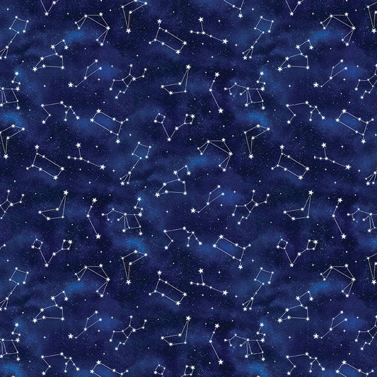 Owl Always Love You Constellations Night Blue Timeless Treasures Cotton Fabric TT-Star-CD3245-Night