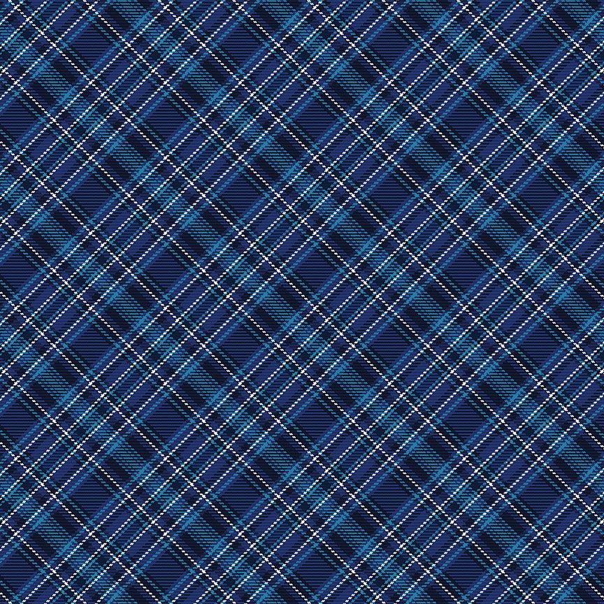 Owl Always Love You Tartan Plaid Navy Blue Timeless Treasures Cotton Fabric