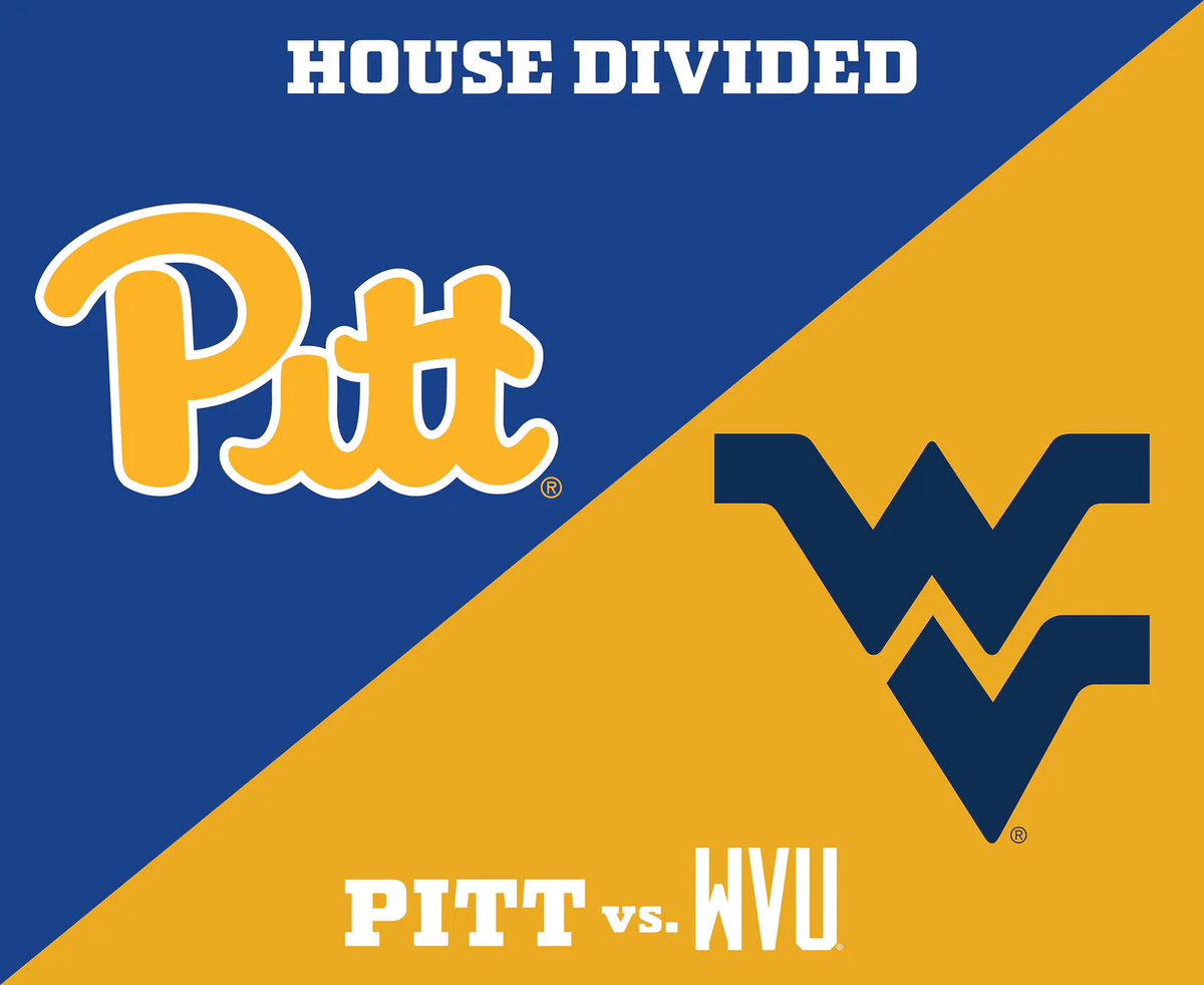 PITTSBURGH Vs. West Virginia House Divided Panel 36" Sykel Enterprises Cotton Fabric 1396-PITT-WV | US Fabric Shop