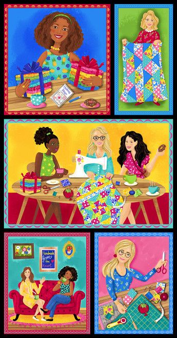 Quilter's Haven Quilting Ladies Panel 24" Satin Moon Designs Blank Quilting Cotton Fabric BQ-QUILTERSHAVE-B-3005P-44