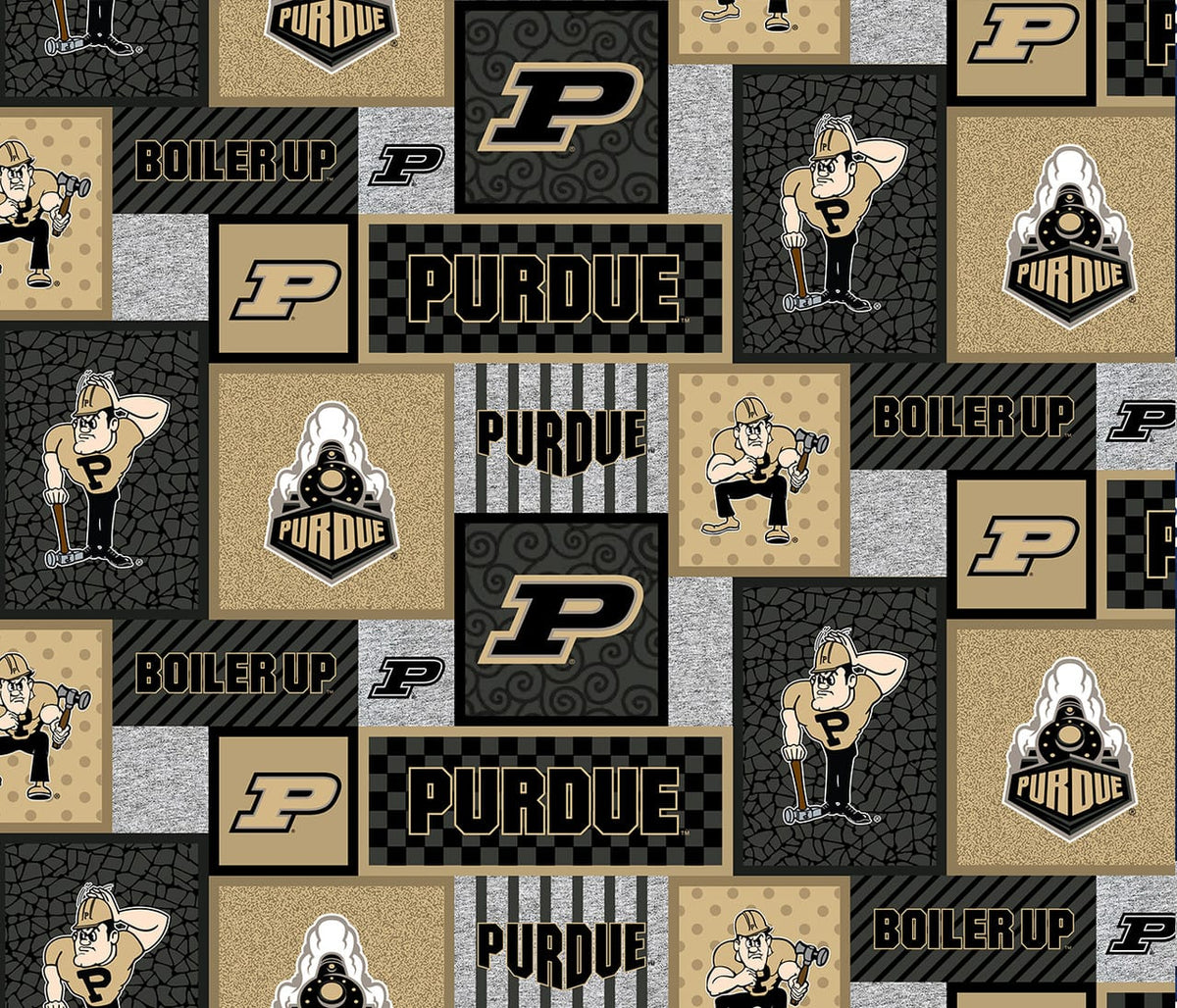 Purdue Boilermakers NCAA College Patch Sykel Enterprises Polyester FLEECE Fabric PU-1177 | US Fabric Shop