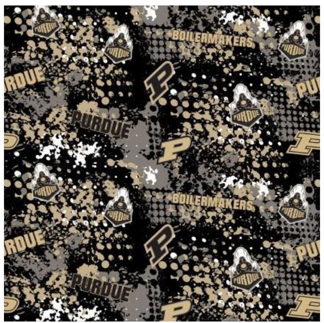 Purdue Boilermakers NCAA College Splatter Sykel Cotton Fabric PU-835