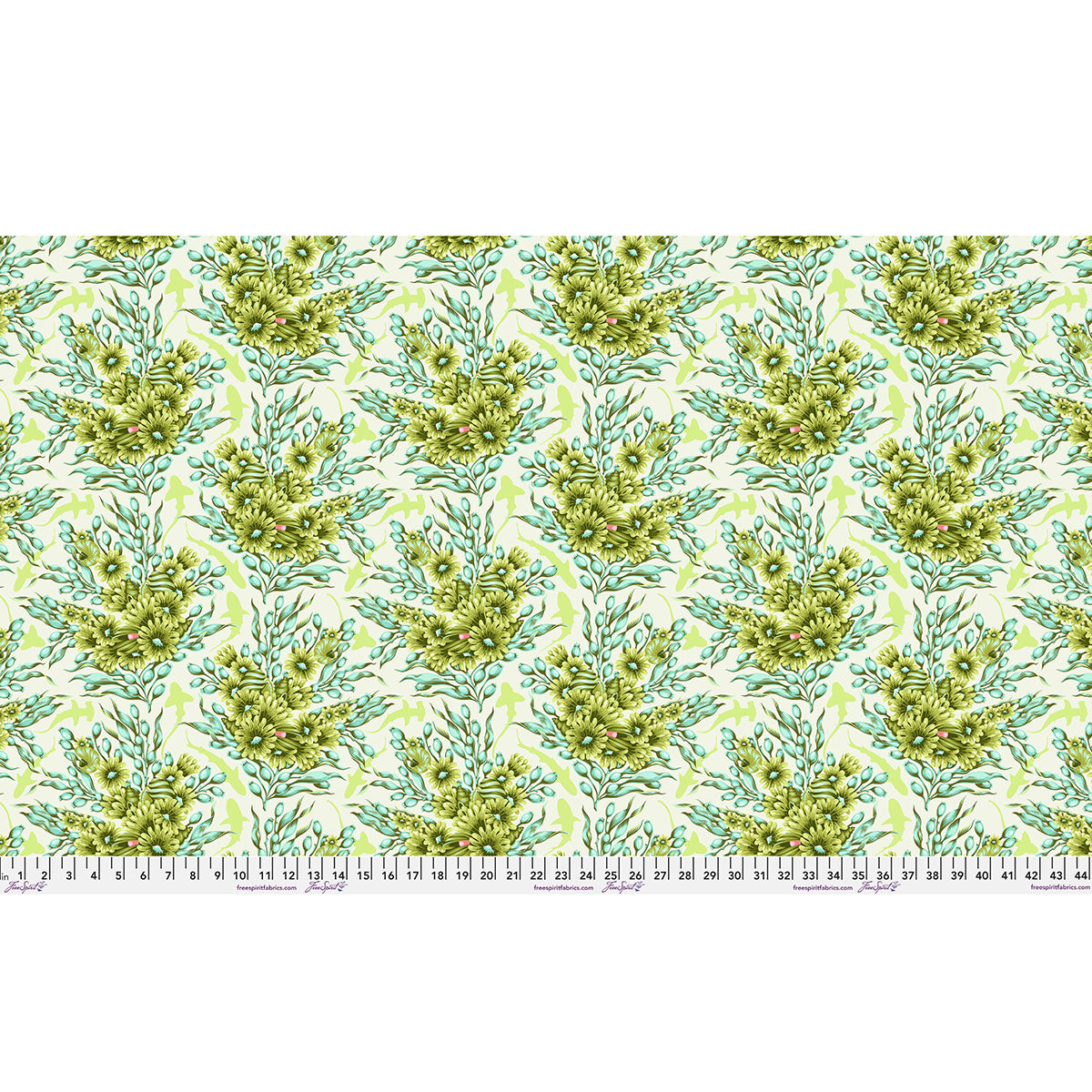 Floral Reef Shadow Sharks Seagrass Tula Pink Free Spirit Cotton Fabric FS-PWTP267.SEAGRASS