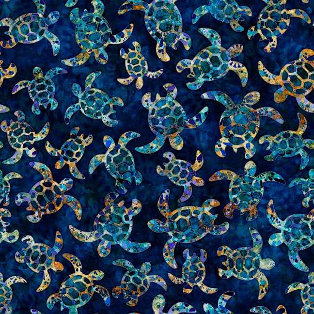 Pacifica Sea Turtles Navy Blue Dan Morris Quilting Treasures Cotton Fabric
