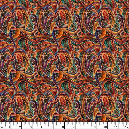 Pacifica Swirl Multi Dan Morris Quilting Treasures Cotton Fabric