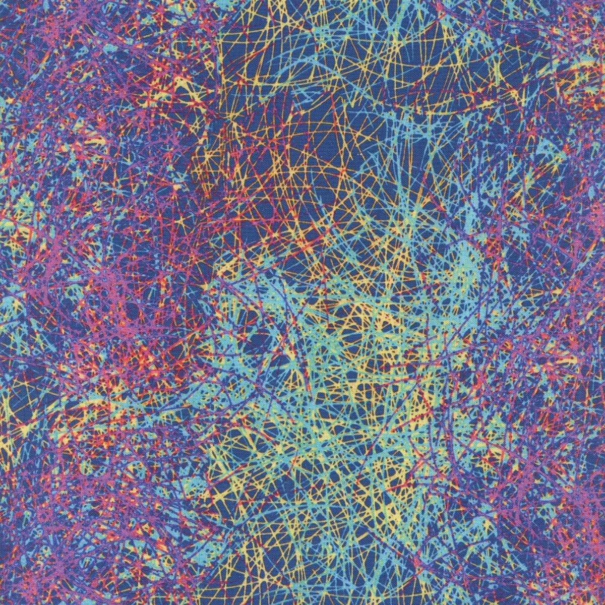 Painted Paradise Pollock Abstract Navy Timeless Treasures Cotton Fabric