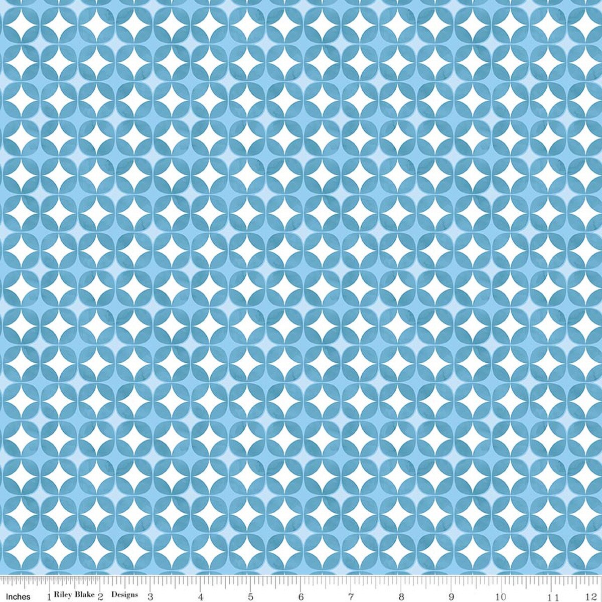 Painted Petals Geo Circles Blue Lila Tueller Riley Blake Designs Cotton Fabric RB-C17593-BLUE