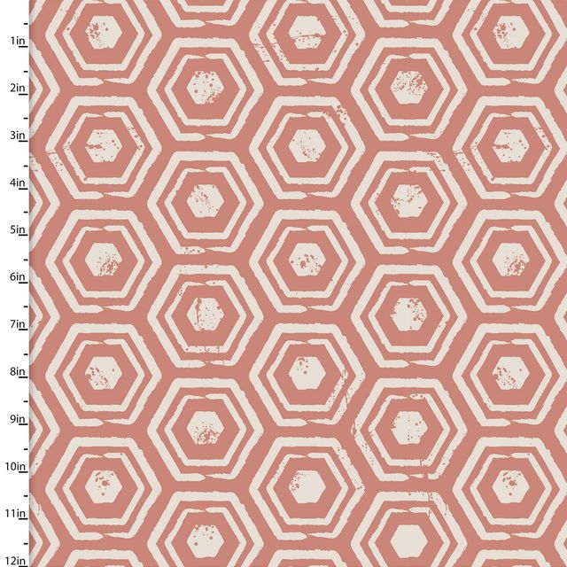 Painted Soul Hexagon Geo Coral 3 Wishes Cotton Fabric