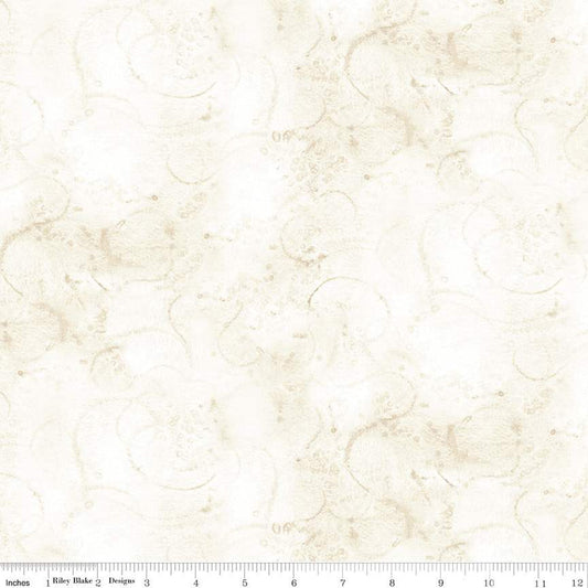 Painter's Watercolor Swirl Texture Aged White J. Wecker Frisch Riley Blake Cotton Fabric