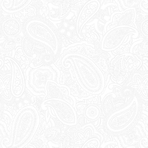 Paisley Jane 108" Wide back Paisley White on White Satin Moon Designs Blank Quilting Cotton Fabric BQ-3849-01W