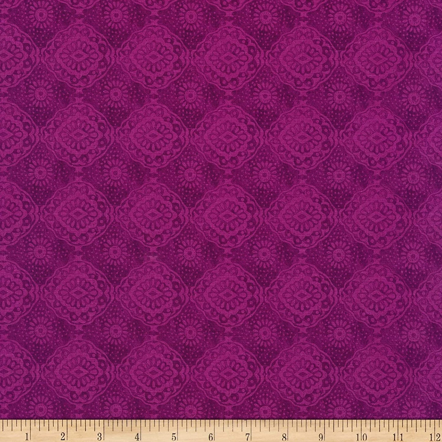 Pansy Prose Tonal Tile Raspberry Blank Cotton Fabric