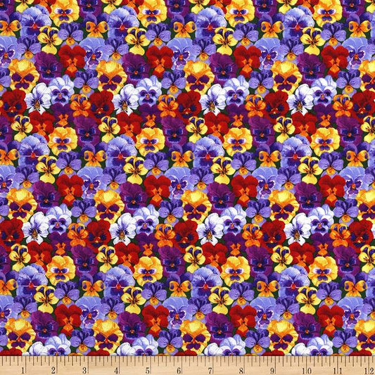 Pansy Prose Pansy Small Periwinkle Blank Cotton Fabric