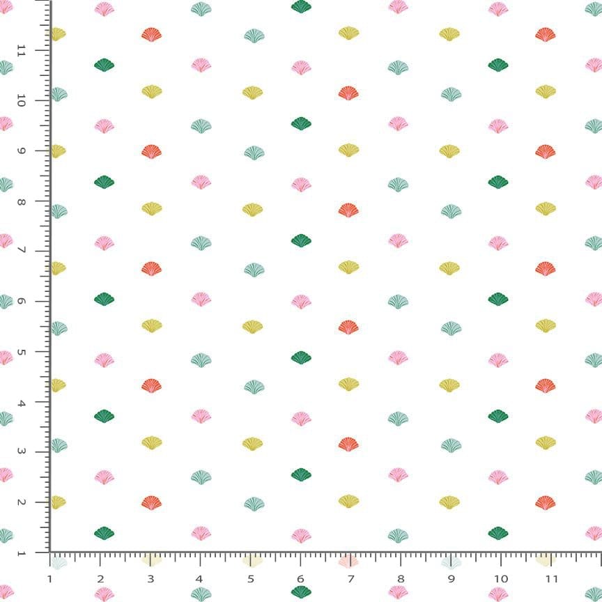 Paradise Royale Sea Shells White Faye Guanipa Dear Stella Cotton Fabric DS-DFG3404-WHITE | US Fabric Shop
