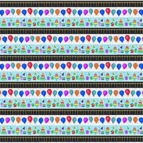 Party Time Border Stripe Multi Sharla Fults Studio E Cotton Fabric