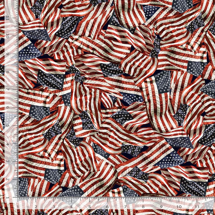 Path To Freedom Packed American Flags USA The Combat Quilter Timeless Treasures Cotton Fabric TT-CQ-CD3915-USA