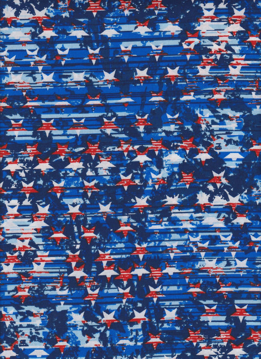 Made the USA Patriotic Stars on Blue Foust Textiles Cotton Fabric FT-49674-RWB