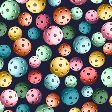 Peace Love Pickleball Navy Emma Schonenberg Michael Miller Cotton Fabric MM-DDC12125-NAVY-D