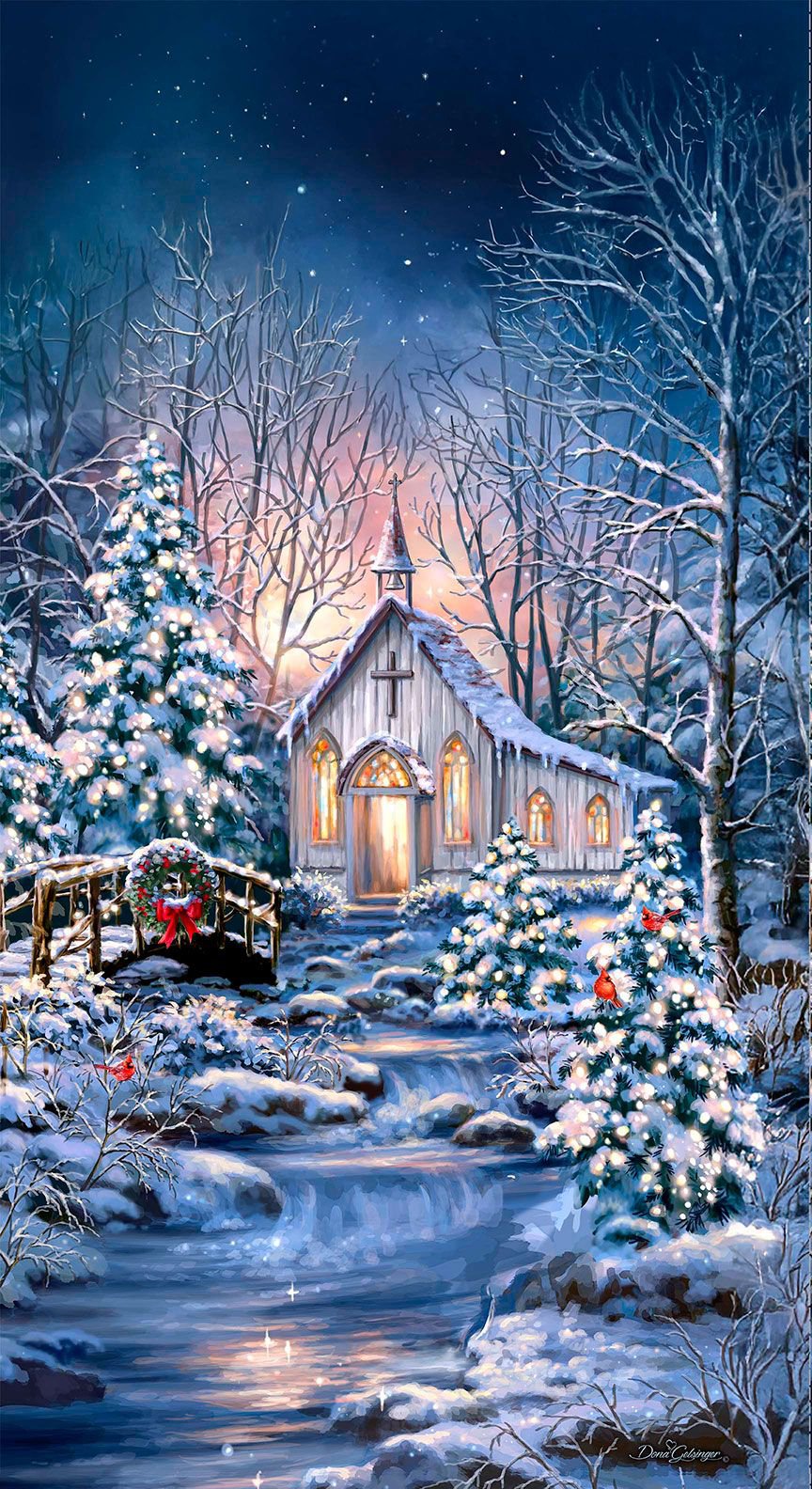 Peace and Harmony Holiday Chapel Panel 24" Multi Dona Gelsinger Timeless Treasures Cotton Fabric TT-PANELDG-CD4184-MULTI