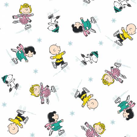 Peanuts Christmas Holiday Group Ice Skate Winter Party Springs Creative Cotton Fabric