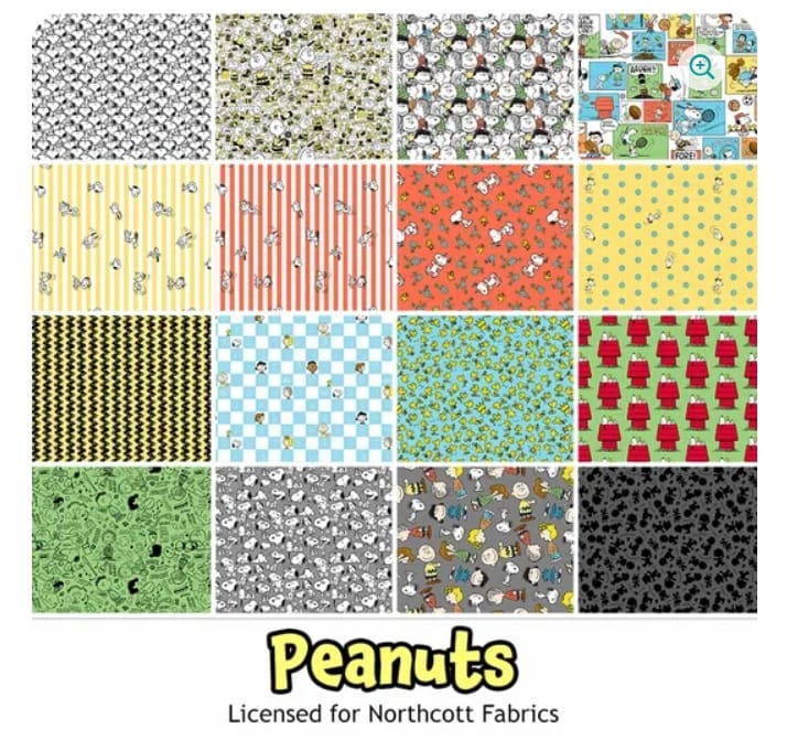 Peanuts Fat Quarter Bundle 18"x 21" 16pcs Licensed Northcott Fabrics Cotton Fabric NC-FQPEANUTS16-10 | US Fabric Shop