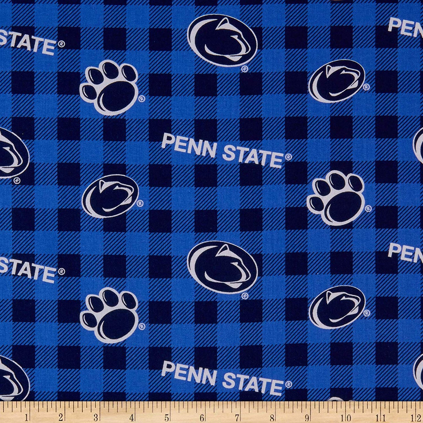 Penn State University Nittany Lions NCAA Buffalo Plaid Cotton Fabric PS-1207