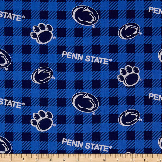 Penn State University Nittany Lions NCAA Buffalo Plaid Cotton Fabric PS-1207
