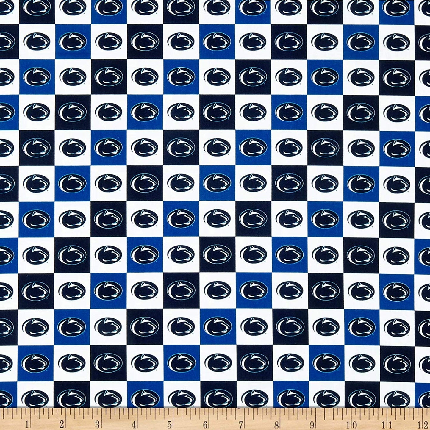 Penn State University Nittany Lions NCAA College Mini-Check Cotton Fabric PS-1158