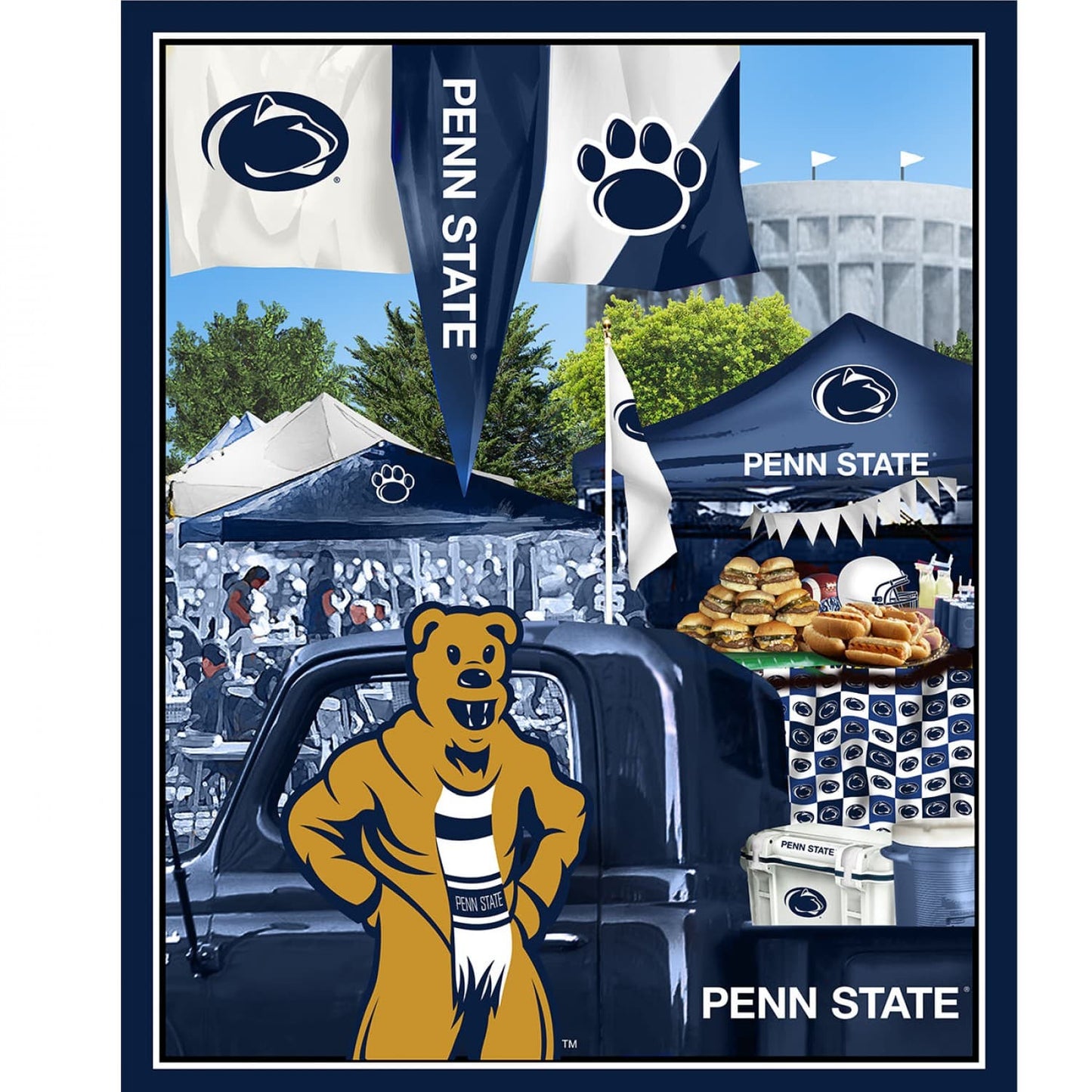 Penn State Nittany Lions NCAA College PSU Tailgate Panel Cotton Fabric PENN-1157