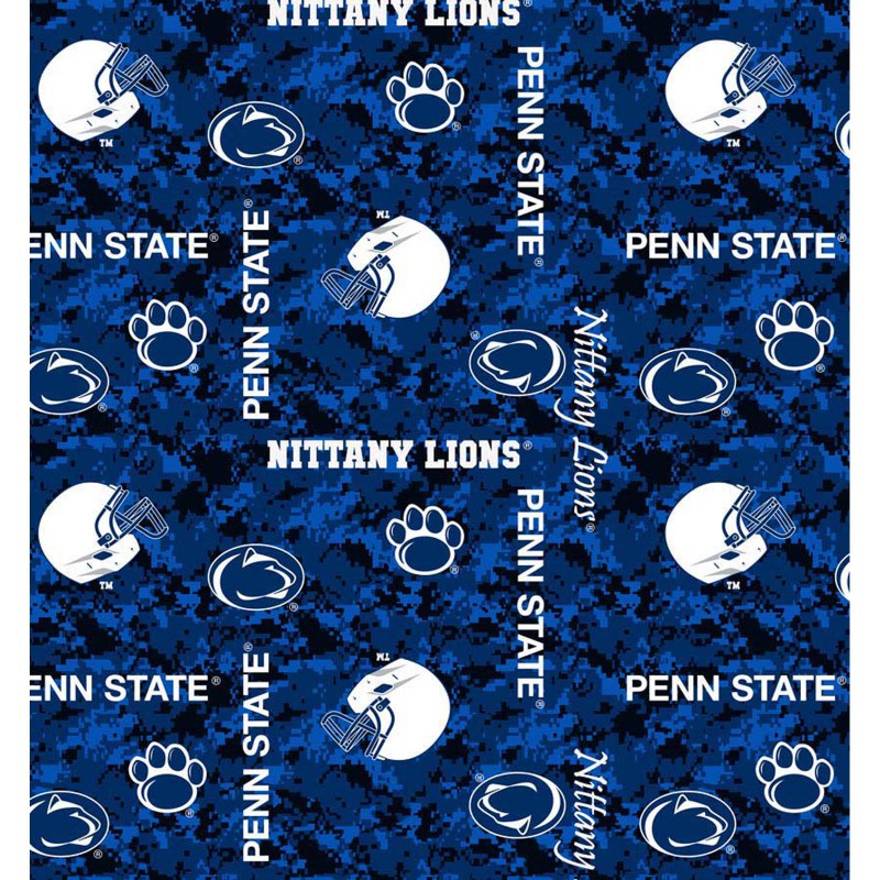 Penn State University Nittany Lions NCAA Fleece Camo Blue Sykel 58" Polyester Fabric PENN-1122