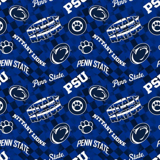 Penn State Nittany Lions NCAA College Check Allover Sykel Cotton Fabric SYK-PS-1370