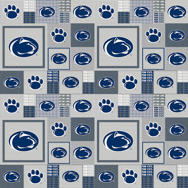 Penn State Nittany Lions NCAA College Grey Box Sykel Enterprises Polyester Fleece Fabric PS-158 | US Fabric Shop