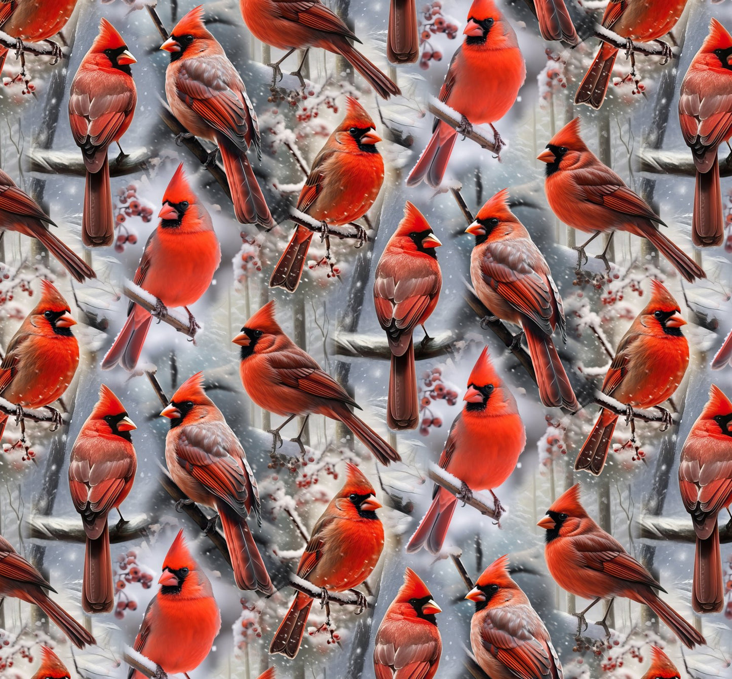 Perched Cardinals 2 Multi David Textiles 100% Cotton Fabric DT-GL-0281-5C-1