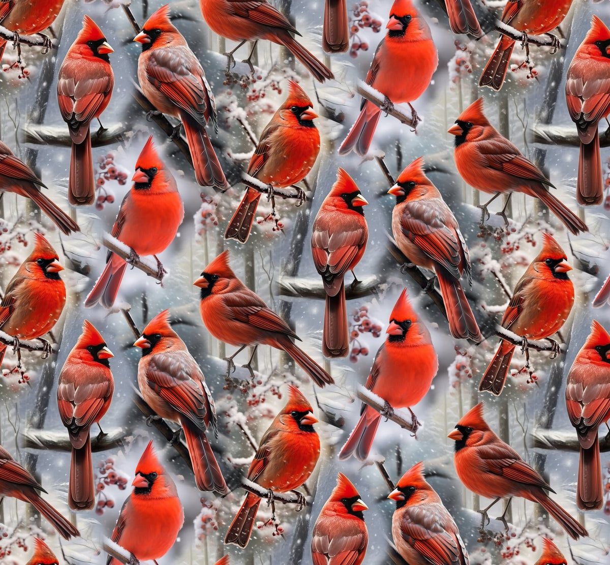 Perched Cardinals 2 Multi David Textiles 100% Cotton Fabric DT-GL-0281-5C-1 | US Fabric Shop