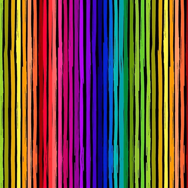 Petal Power Stripes Brite Rainbow Chong-a Hwang Timeless Treasures Cotton Fabric TT-STRIPE-CD3825 BRITE