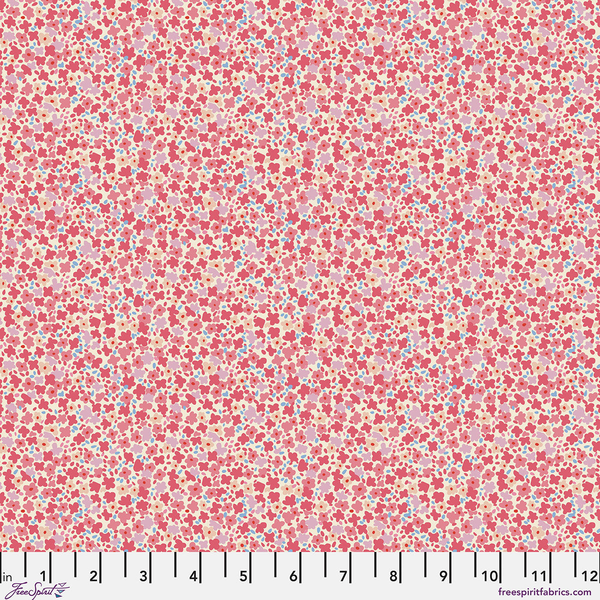 Petite Prints Ditsy Bloom Floral Pink August Ellery Free Spirit Cotton Fabric FS-PWAE001.BLOOM