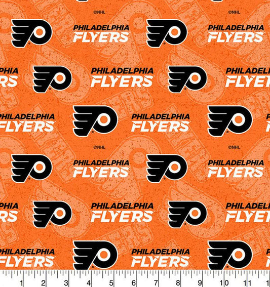 Philadelphia Flyers NHL Hockey Tone on Tone Cotton Fabric NHL-1199 FLY