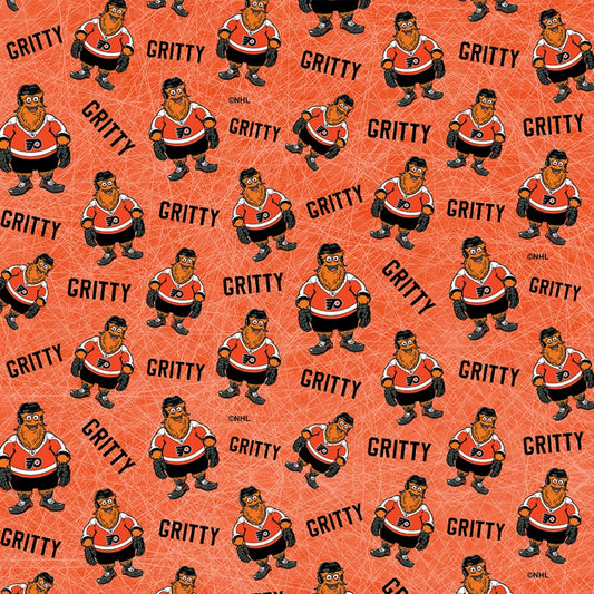 Philadelphia Flyers NHL Hockey Gritty Mascot Design Cotton Fabric NHL-1203
